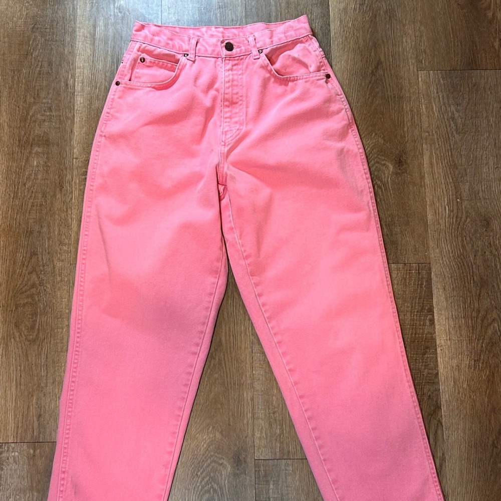 Newport News Vintage Pink High Waisted Jeans Straight Leg Cotton Denim Size 6